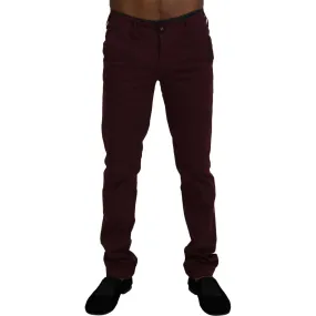 CYCLE Maroon Skinny Fit Cotton Pants