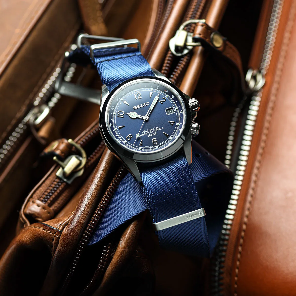 1973 British Military Watch Strap: ARMOURED RECON - Navy Blue, Satin