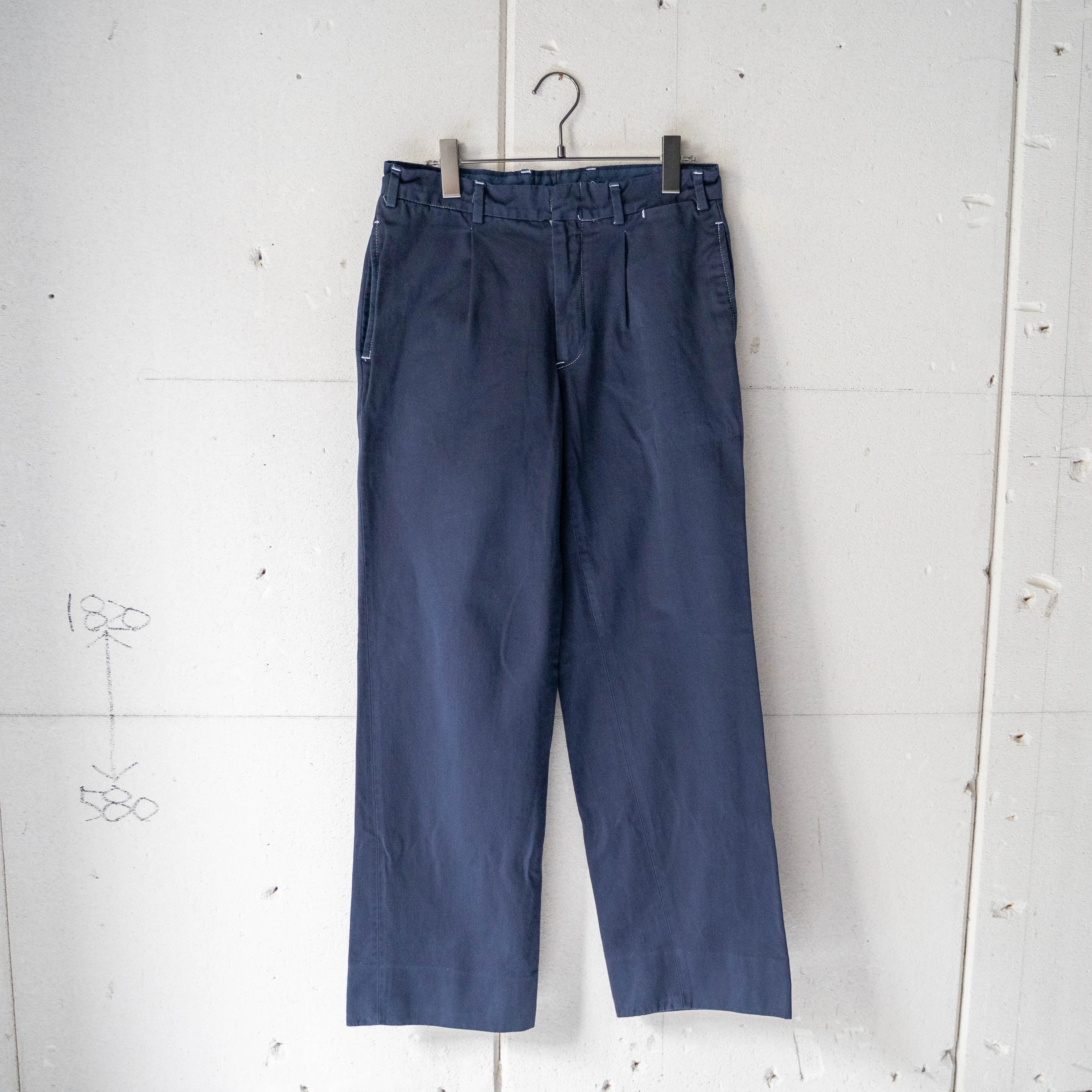 1990-00s Italian military over dyed navy color chino pants