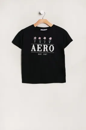 AERO Girls' Est 1987 Flowers Graphic Tee