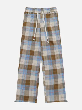 AlanBalen® - Color Block Plaid Drawstring Pants