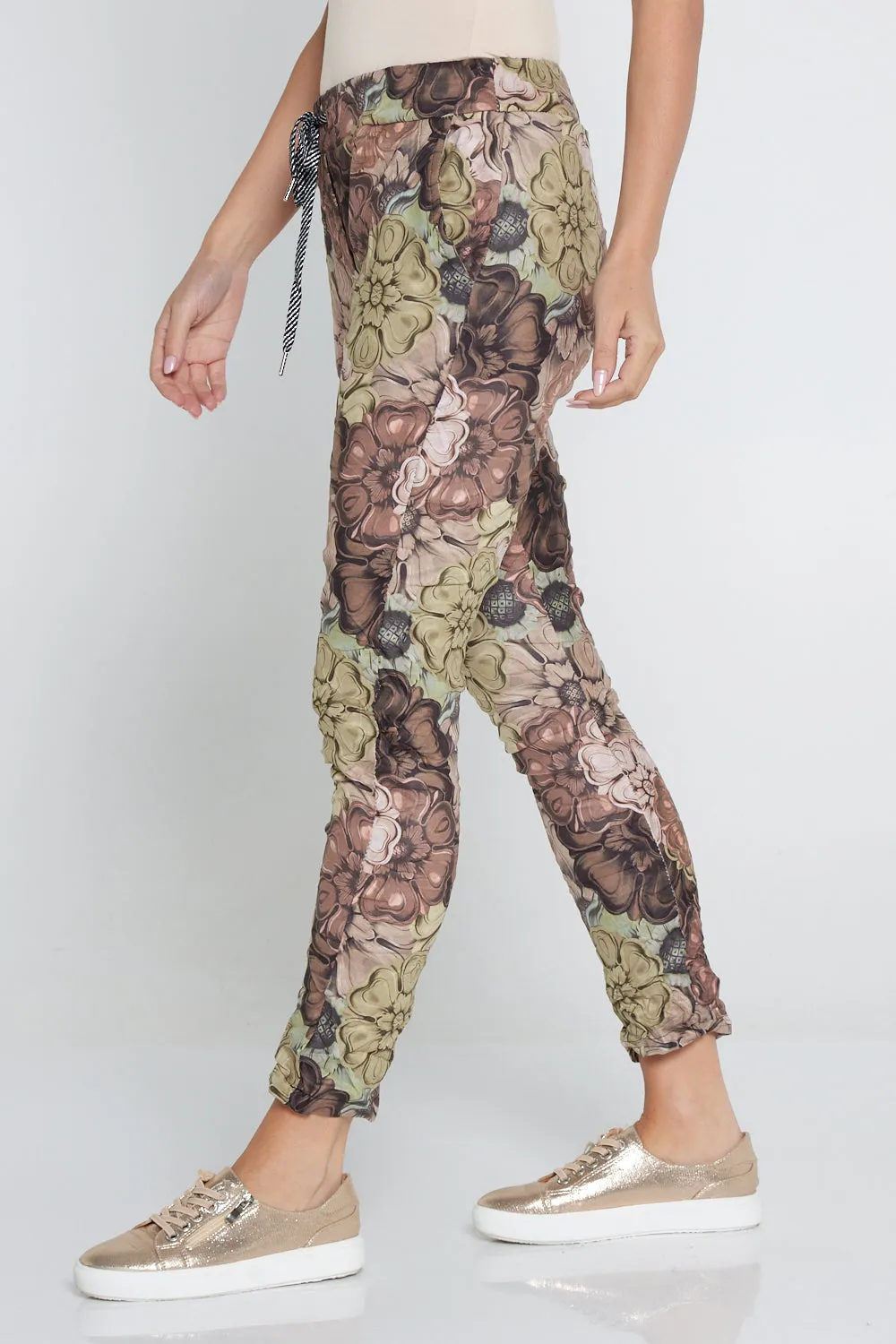 Alina Pants - Brown/Green Floral