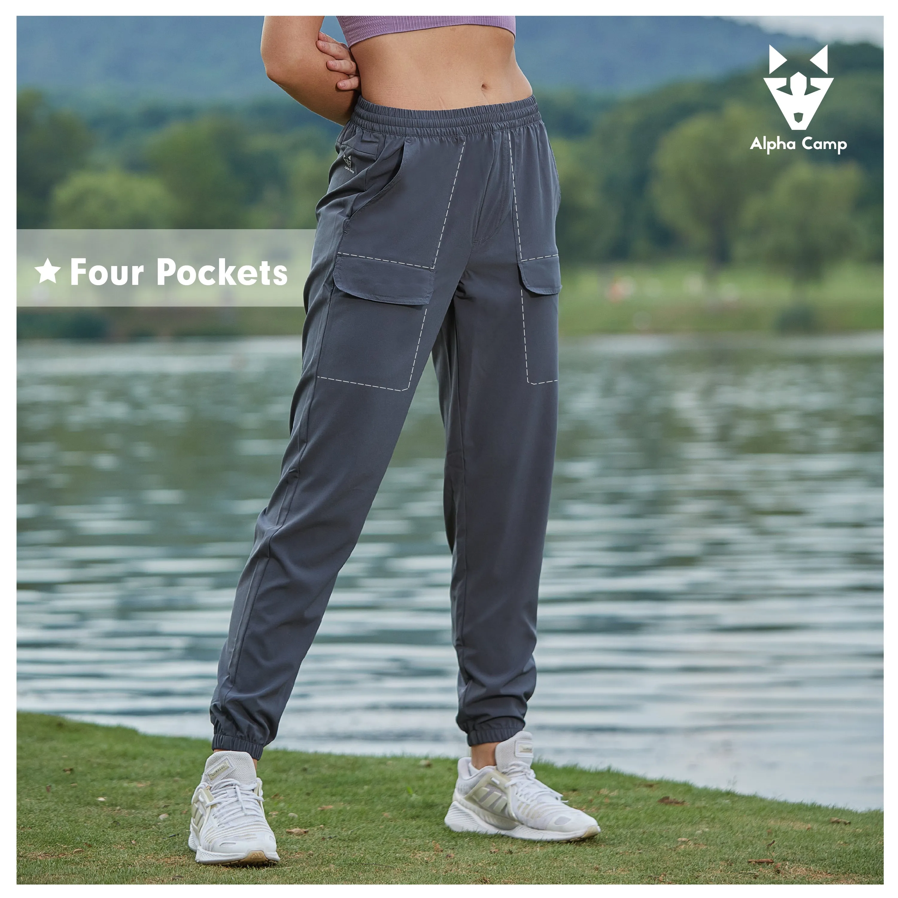 Alpha Camp Women's Lightweight Joggers Pants Quick Dry Athletic Lounge Casual Outdoor Pants