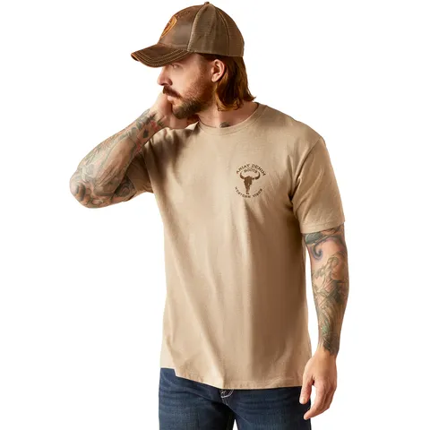 Ariat Men's Oatmeal Heather Bison Skull Tee