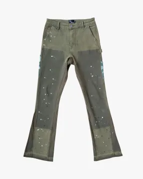 EPTM CAMO POCKET FLARE PANTS-OLIVE