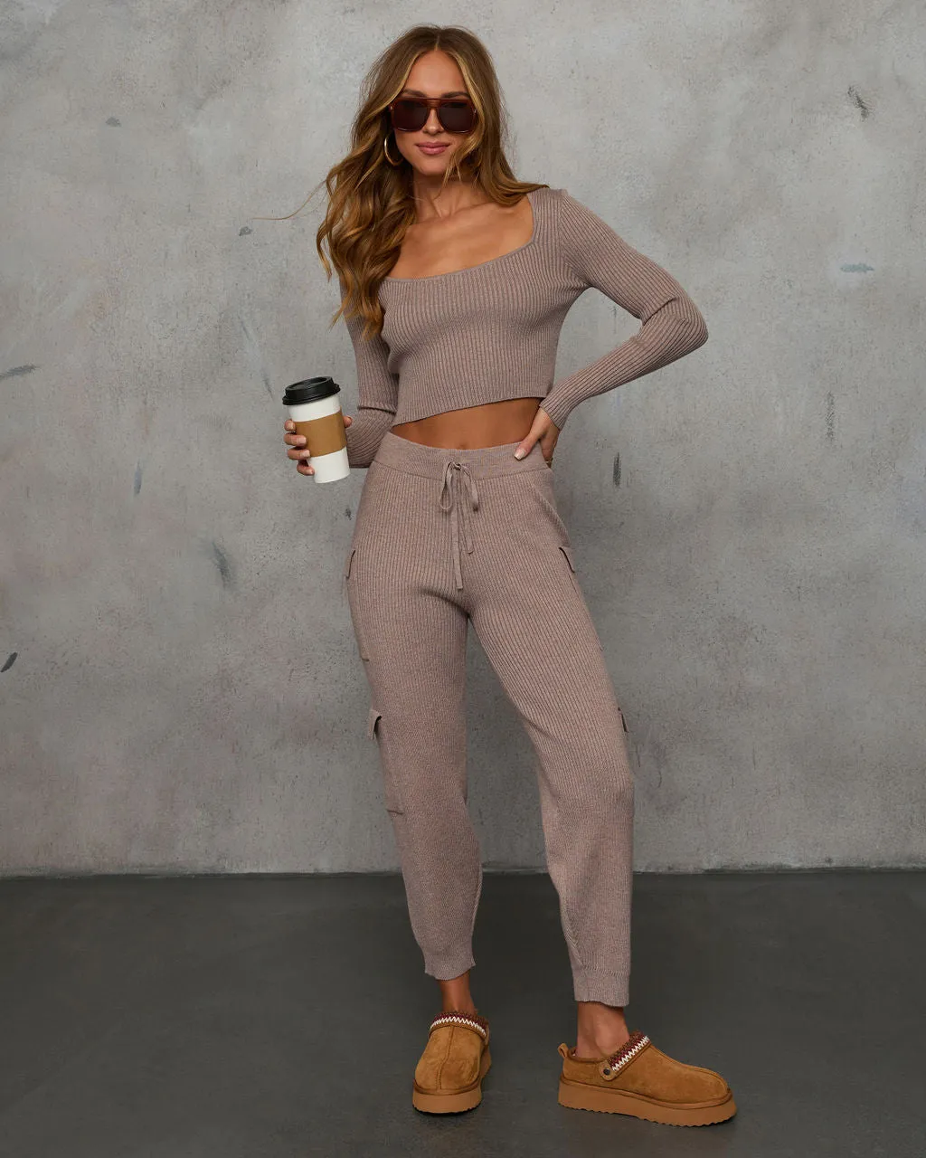 Jude Ribbed Knit Drawstring Cargo Pants