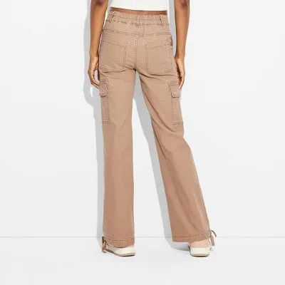 New - Women's Mid-Rise Flare Cargo Pants - Wild Fable