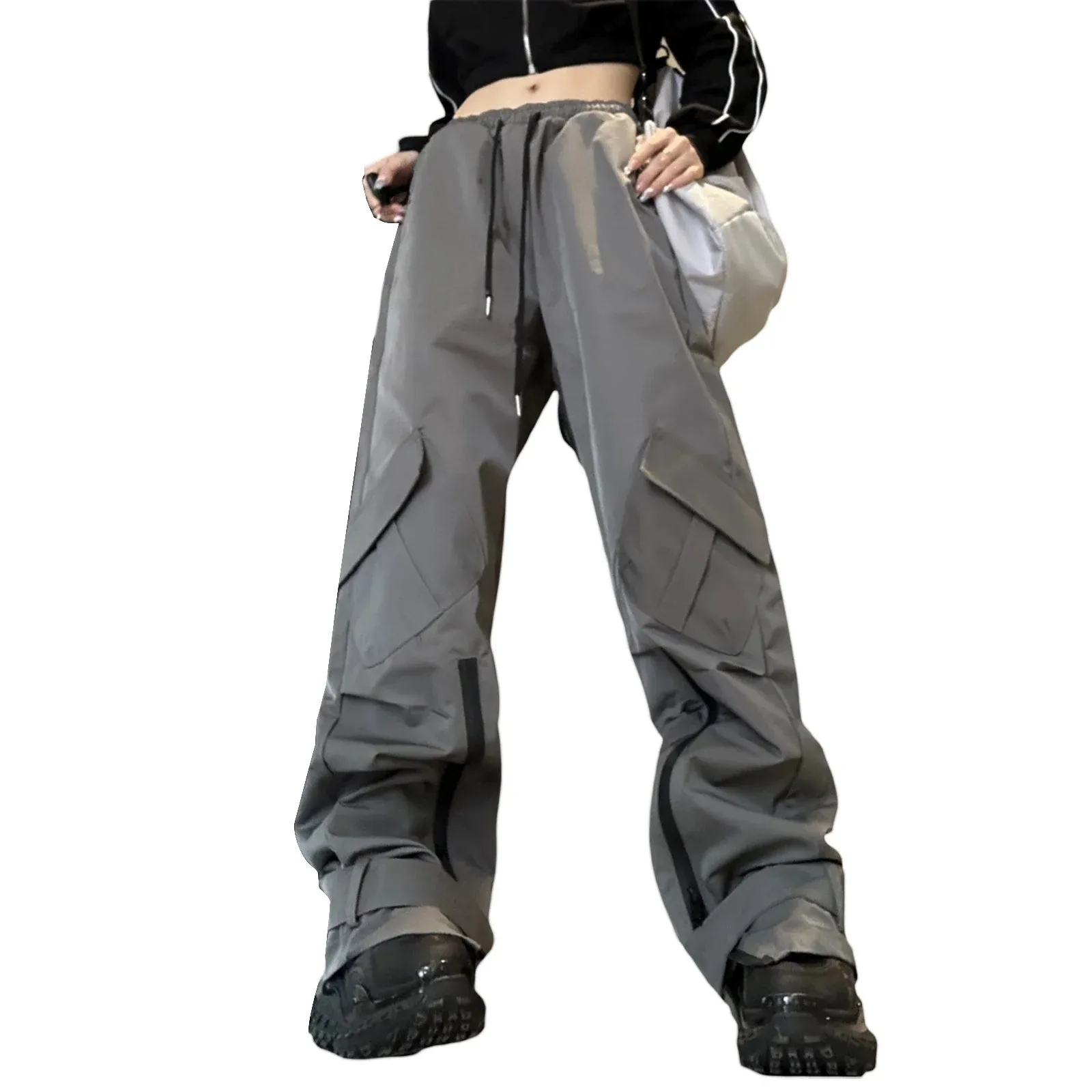 Relaxed Jogger High-waisted Cargo Parachute Pants