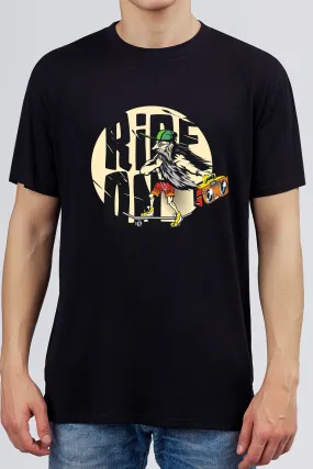 Ride On - Skater Hipster Life Black Printed Tee