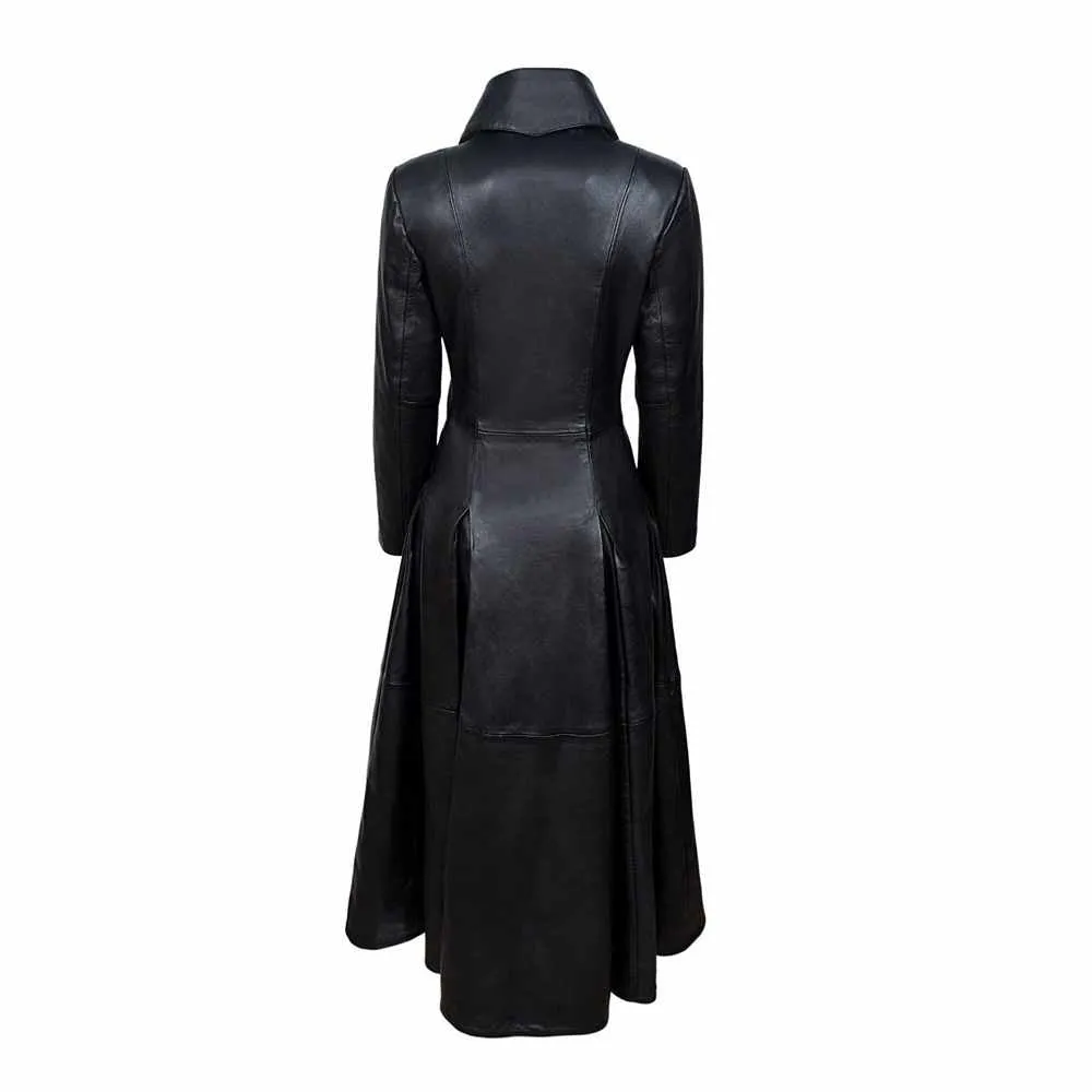 Women Vampire Black Leather Coat